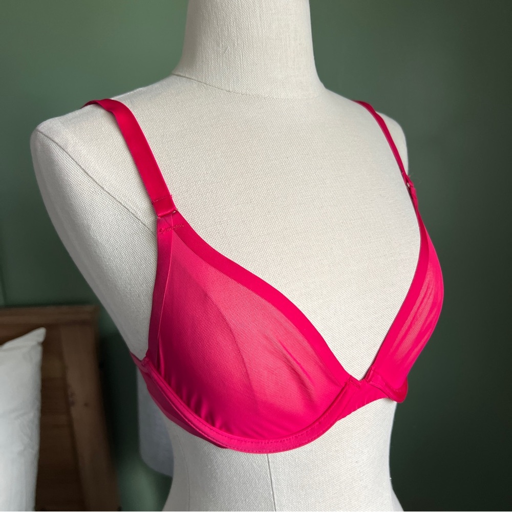 Cuup The Plunge Mesh Hot Pink Fuchsia Bra 30C